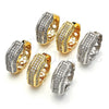Argolla Huggie 02.210.0061.2.20 Oro Laminado, con Blanca Micro Pave, Pulido, Dos Tonos