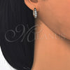 Argolla Huggie 02.210.0052.6.20 Oro Laminado, con Blanca Zirconia Cubica, Pulido, Dos Tonos