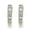 Argolla Huggie 02.210.0052.6.20 Oro Laminado, con Blanca Zirconia Cubica, Pulido, Dos Tonos