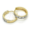 Argolla Huggie 02.210.0052.6.20 Oro Laminado, con Blanca Zirconia Cubica, Pulido, Dos Tonos