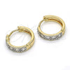 Argolla Huggie 02.210.0052.6.20 Oro Laminado, con Blanca Zirconia Cubica, Pulido, Dos Tonos