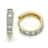 Argolla Huggie 02.210.0052.6.20 Oro Laminado, con Blanca Zirconia Cubica, Pulido, Dos Tonos
