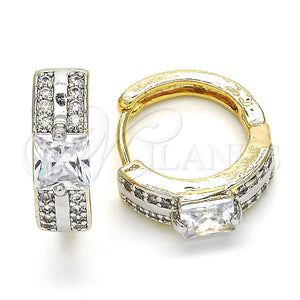 Argolla Huggie 02.210.0155.20 Oro Laminado, con Blanca Zirconia Cubica, Pulido, Dos Tonos