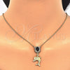Juego de Arete y Dije de Adulto 10.122.0008.1 Oro Laminado, Diseño de Delfín, con Negro and Blanca Cristal, Pulido, Tono Dorado