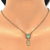Juego de Arete y Dije de Adulto 10.122.0009.2 Oro Laminado, Diseño de Búho, con Chrysolite Opal and Blanca Cristal, Pulido, Tono Dorado