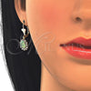 Juego de Arete y Dije de Adulto 10.122.0009.2 Oro Laminado, Diseño de Búho, con Chrysolite Opal and Blanca Cristal, Pulido, Tono Dorado