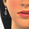 Juego de Arete y Dije de Adulto 10.122.0010 Oro Laminado, Diseño de Tortuga, con Granate and Blanca Cristal, Pulido, Tono Dorado