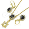 Juego de Arete y Dije de Adulto 10.122.0010.1 Oro Laminado, Diseño de Tortuga, con Negro and Blanca Cristal, Pulido, Tono Dorado
