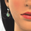 Juego de Arete y Dije de Adulto 10.122.0010.2 Oro Laminado, Diseño de Tortuga, con Chrysolite Opal and Blanca Cristal, Pulido, Tono Dorado