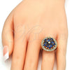 Anillo Multi Piedra 01.266.0020.2.08 Oro Laminado, Diseño de Flor, con Zafiro Azul and Blanca Zirconia Cubica, Pulido, Tono Dorado (Size 8)