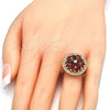 Anillo Multi Piedra 01.266.0020.3.07 Oro Laminado, Diseño de Flor, con Granate and Blanca Zirconia Cubica, Pulido, Tono Dorado (Size 7)