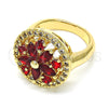 Anillo Multi Piedra 01.266.0020.3.07 Oro Laminado, Diseño de Flor, con Granate and Blanca Zirconia Cubica, Pulido, Tono Dorado (Size 7)