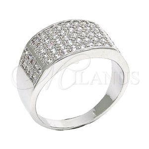 Anillo de Hombre 01.266.0030.1.11 Rodio Laminado, con Zirconia Cubica Blanca, Pulido, Rodinado (Tamaño 11)