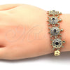 Pulsera Elegante 03.266.0026.07 Oro Laminado, Diseño de Tortuga y Oja, con Negro and Blanca Zirconia Cubica, Pulido, Tono Dorado (08 MM Thickness, 7 Inches Length)