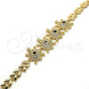 Pulsera Elegante 03.266.0026.07 Oro Laminado, Diseño de Tortuga y Oja, con Negro and Blanca Zirconia Cubica, Pulido, Tono Dorado (08 MM Thickness, 7 Inches Length)