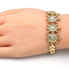 Pulsera Elegante 03.266.0026.1.07 Oro Laminado, Diseño de Tortuga y Oja, con Blanca Zirconia Cubica, Pulido, Tono Dorado (08 MM Thickness, 7 Inches Length)