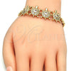 Pulsera Elegante 03.266.0026.1.07 Oro Laminado, Diseño de Tortuga y Oja, con Blanca Zirconia Cubica, Pulido, Tono Dorado (08 MM Thickness, 7 Inches Length)
