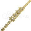 Pulsera Elegante 03.266.0026.1.07 Oro Laminado, Diseño de Tortuga y Oja, con Blanca Zirconia Cubica, Pulido, Tono Dorado (08 MM Thickness, 7 Inches Length)