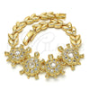 Pulsera Elegante 03.266.0026.1.07 Oro Laminado, Diseño de Tortuga y Oja, con Blanca Zirconia Cubica, Pulido, Tono Dorado (08 MM Thickness, 7 Inches Length)
