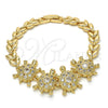 Pulsera Elegante 03.266.0026.1.07 Oro Laminado, Diseño de Tortuga y Oja, con Blanca Zirconia Cubica, Pulido, Tono Dorado (08 MM Thickness, 7 Inches Length)