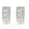 Argolla Huggie 02.266.0022.20 Rodio Laminado, con Zirconia Cubica Blanca, Pulido, Rodinado