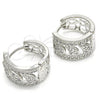 Argolla Huggie 02.266.0022.20 Rodio Laminado, con Zirconia Cubica Blanca, Pulido, Rodinado