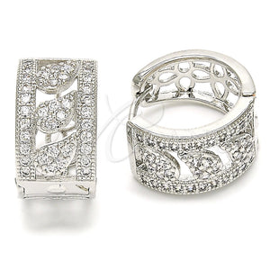 Argolla Huggie 02.266.0022.20 Rodio Laminado, con Zirconia Cubica Blanca, Pulido, Rodinado