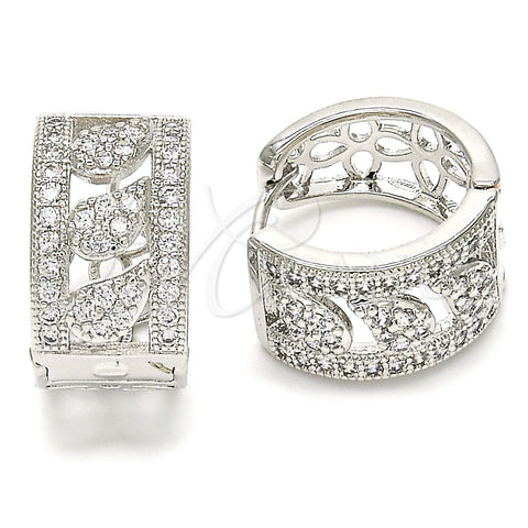 Argolla Huggie 02.266.0022.20 Rodio Laminado, con Zirconia Cubica Blanca, Pulido, Rodinado