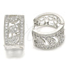 Argolla Huggie 02.266.0022.20 Rodio Laminado, con Zirconia Cubica Blanca, Pulido, Rodinado