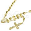 Rosario Mediano 09.213.0011.28 Oro Laminado, Diseño de Guadalupe y Crucifijo, Pulido, Tono Dorado