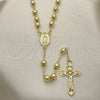 Rosario Mediano 09.213.0011.28 Oro Laminado, Diseño de Guadalupe y Crucifijo, Pulido, Tono Dorado