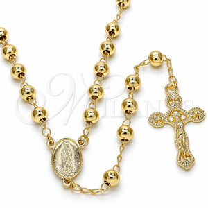 Rosario Mediano 09.213.0011.28 Oro Laminado, Diseño de Guadalupe y Crucifijo, Pulido, Tono Dorado