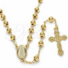 Rosario Mediano 09.213.0011.28 Oro Laminado, Diseño de Guadalupe y Crucifijo, Pulido, Tono Dorado