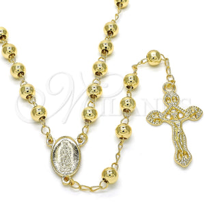 Rosario Mediano 09.213.0011.28 Oro Laminado, Diseño de Guadalupe y Crucifijo, Pulido, Tono Dorado