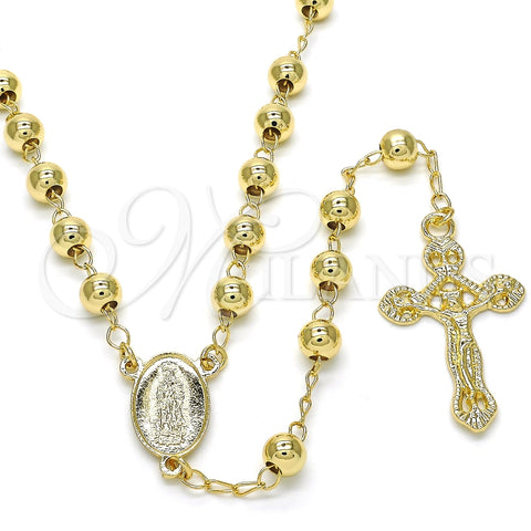 Rosario Mediano 09.213.0011.28 Oro Laminado, Diseño de Guadalupe y Crucifijo, Pulido, Tono Dorado