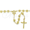Rosario Mediano 09.213.0012.28 Oro Laminado, Diseño de Guadalupe y Crucifijo, Pulido, Tono Dorado