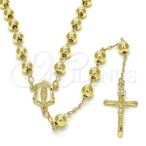 Rosario Mediano 09.213.0012.28 Oro Laminado, Diseño de Guadalupe y Crucifijo, Pulido, Tono Dorado