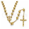 Rosario Mediano 09.213.0012.28 Oro Laminado, Diseño de Guadalupe y Crucifijo, Pulido, Tono Dorado