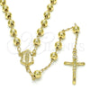 Rosario Mediano 09.213.0012.28 Oro Laminado, Diseño de Guadalupe y Crucifijo, Pulido, Tono Dorado