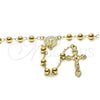 Rosario Mediano 09.213.0013.28 Oro Laminado, Diseño de San Benito y Crucifijo, Pulido, Tono Dorado