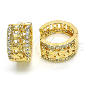 Argolla Huggie 02.210.0156.20 Oro Laminado, Diseño de Elefante, con Blanca Micro Pave, Pulido, Tono Dorado