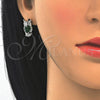 Juego de Arete y Dije de Adulto 10.210.0064.7 Rodio Laminado, Diseño de Búho, con Zirconia Cubica Verde y Blanca, Pulido, Rodinado