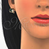 Arete Dormilona 02.210.0159.1 Oro Laminado, Diseño de Elefante, con Verde Zirconia Cubica and Blanca Micro Pave, Pulido, Tono Dorado