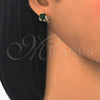 Arete Dormilona 02.210.0159.1 Oro Laminado, Diseño de Elefante, con Verde Zirconia Cubica and Blanca Micro Pave, Pulido, Tono Dorado