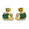 Arete Dormilona 02.210.0159.1 Oro Laminado, Diseño de Elefante, con Verde Zirconia Cubica and Blanca Micro Pave, Pulido, Tono Dorado