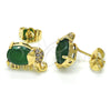 Arete Dormilona 02.210.0159.1 Oro Laminado, Diseño de Elefante, con Verde Zirconia Cubica and Blanca Micro Pave, Pulido, Tono Dorado