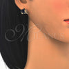 Arete Dormilona 02.210.0159.2 Oro Laminado, Diseño de Elefante, con Zafiro Azul Zirconia Cubica and Blanca Micro Pave, Pulido, Tono Dorado