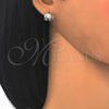 Arete Dormilona 02.210.0159.4 Rodio Laminado, Diseño de Elefante, con Zirconia Cubica Blanca, Pulido, Rodinado
