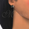Arete Dormilona 02.210.0159.7 Rodio Laminado, Diseño de Elefante, con Zirconia Cubica Verde y Blanca, Pulido, Rodinado
