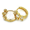 Argolla Huggie 02.210.0160.15 Oro Laminado, Diseño de Elefante, con Blanca Zirconia Cubica, Pulido, Tono Dorado